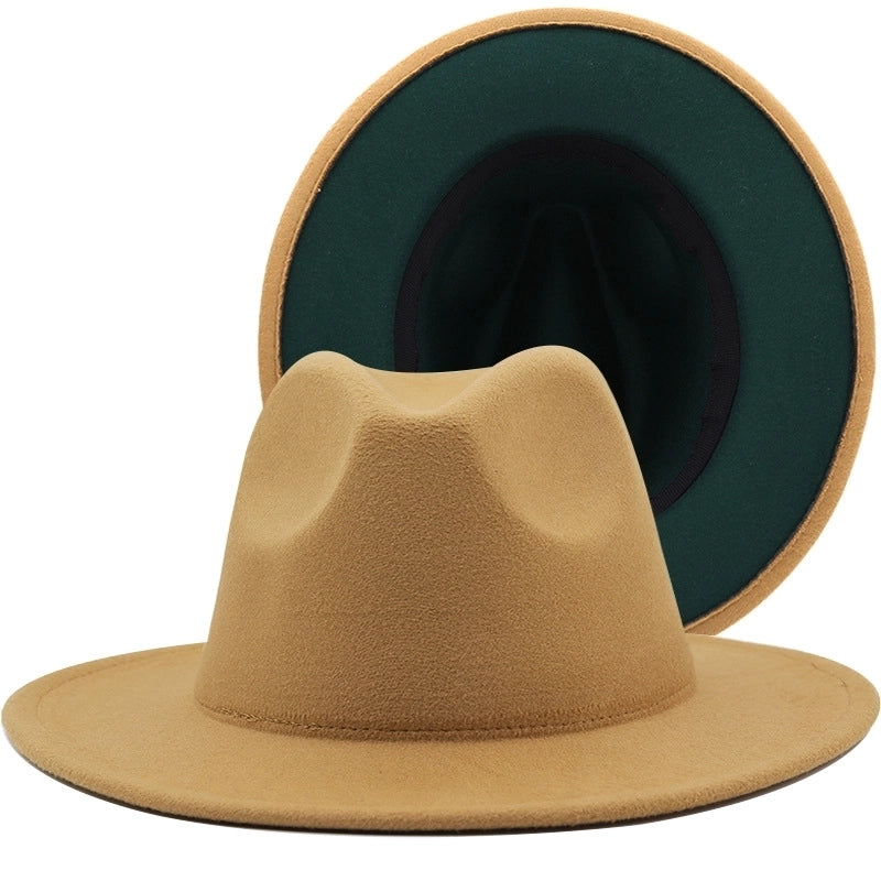 Retro Wool Top Hat Double-sided Blocking Felt Women's Flat-brimmed Jazz Hat