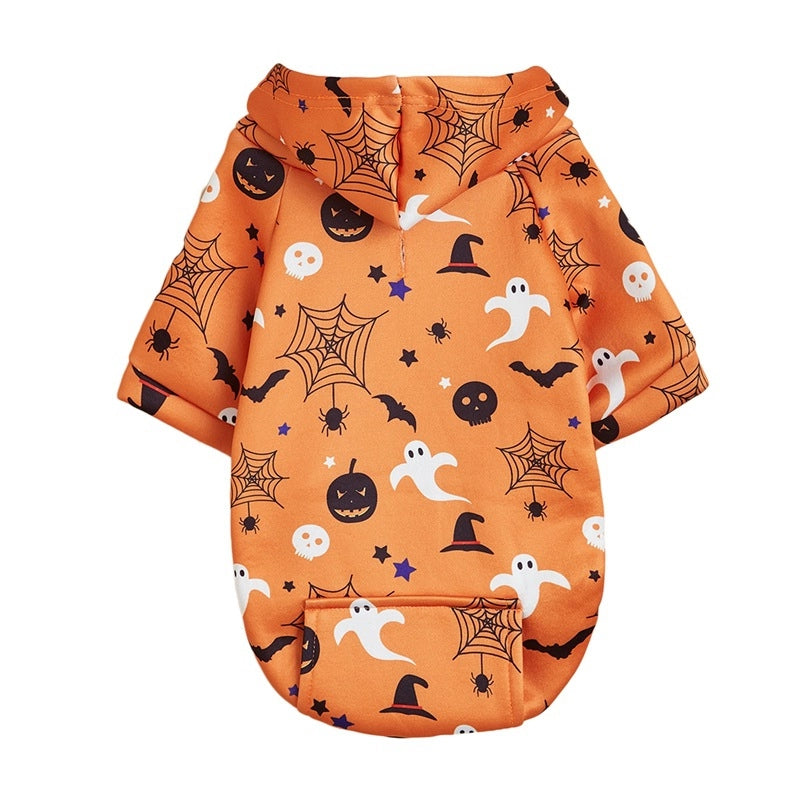 Funny Polyester Halloween Pumpkin Moon Spider Web Pet Clothing