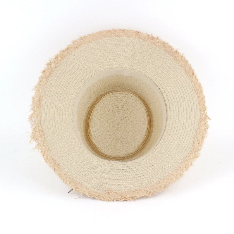 Women's Minimalist Color Block Wide Eaves Straw Hat