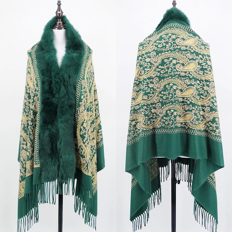 Women's Ethnic Style Flower Imitation Cashmere Tassel Shawl