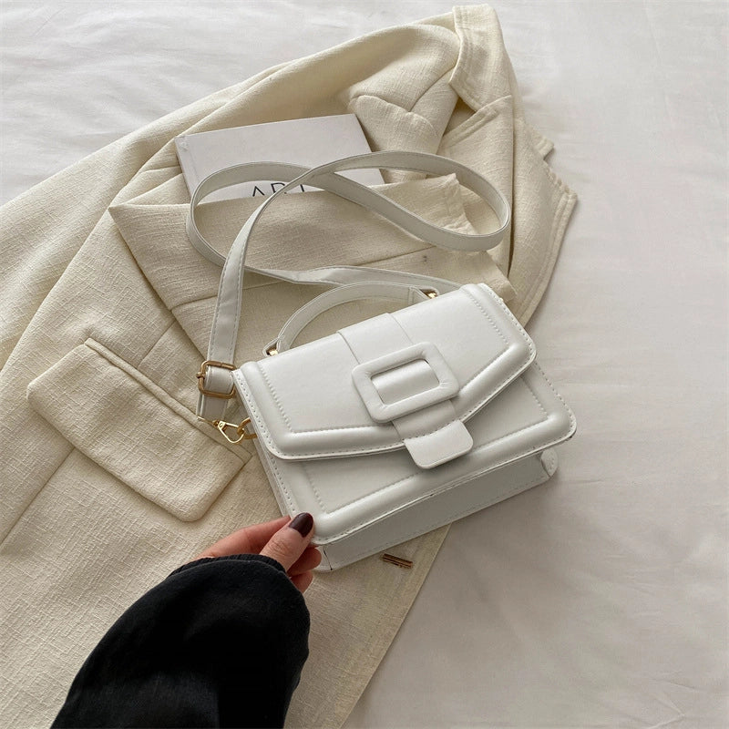 Women's Medium Pu Leather Solid Color Streetwear Square Flip Cover Shoulder Bag Crossbody Bag