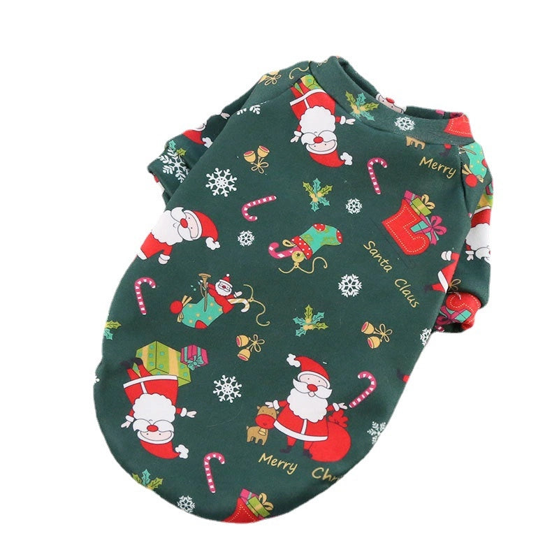 CUHK Dog Cat Teddy Bixiong Fadou Clothes Fleece-lined Christmas Printed Sweater Spring. Autumn And Winter Pet Supplies
