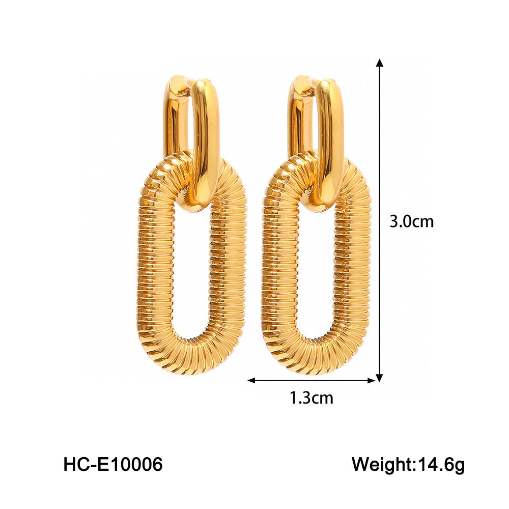 IG Style Convertible Circle Stainless Steel PVD 18K Gold Drop Earrings
