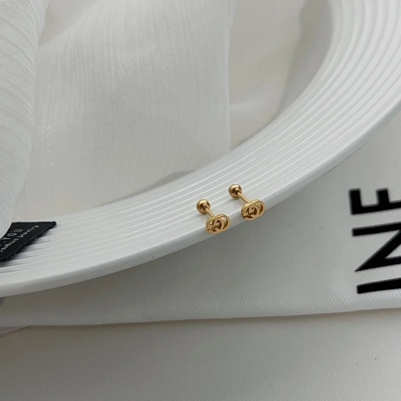 Fashion Round Heart Shape Titanium Steel Tassel Plating Inlay Zircon Ear Studs 1 Pair