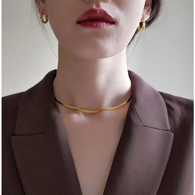 Minimalist Geometric Solid Color Titanium Steel Plating Necklace