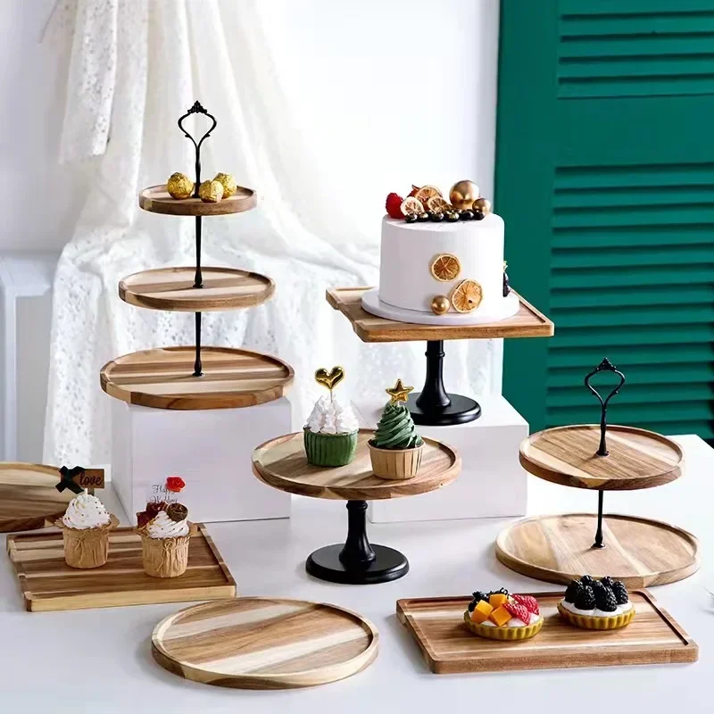DETACHABLE CAKE STAND WOODEN EUROPEAN STYLE DESSERT HOLDER WEDDING PARTY