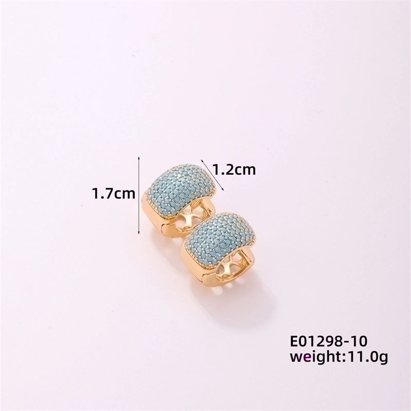 1 Piece Casual Minimalist Geometric Copper Zircon Gold Plated Silver Plated Huggie Earrings