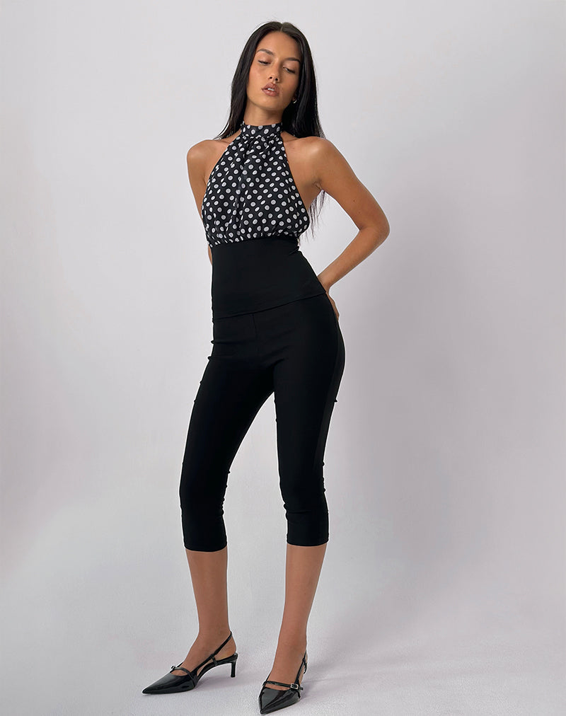 Rania Backless Top in Basic Polka Black