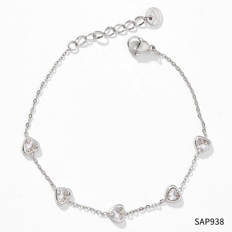 Fashion Heart Shape 304 Stainless Steel 16K Gold Plated White Gold Plated Gold Plated Zircon Stainless Steel Bracelets In Bulk