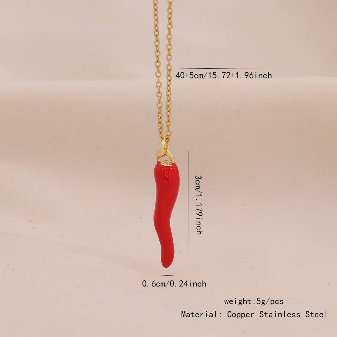 Cute Fruit Pendant Lips Red Pepper Necklace Fashion Stainless Steel N1513