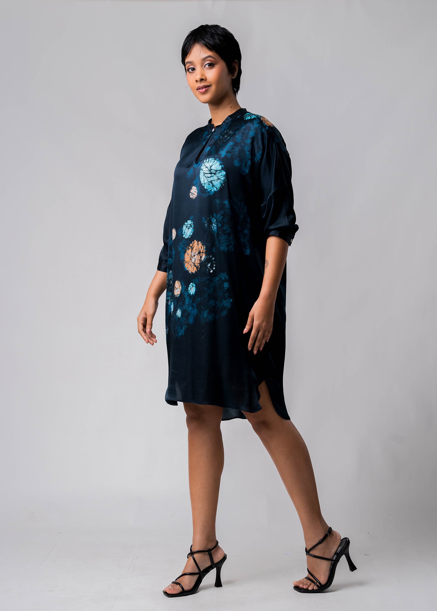 Batik Floral Chinese Collar Dress