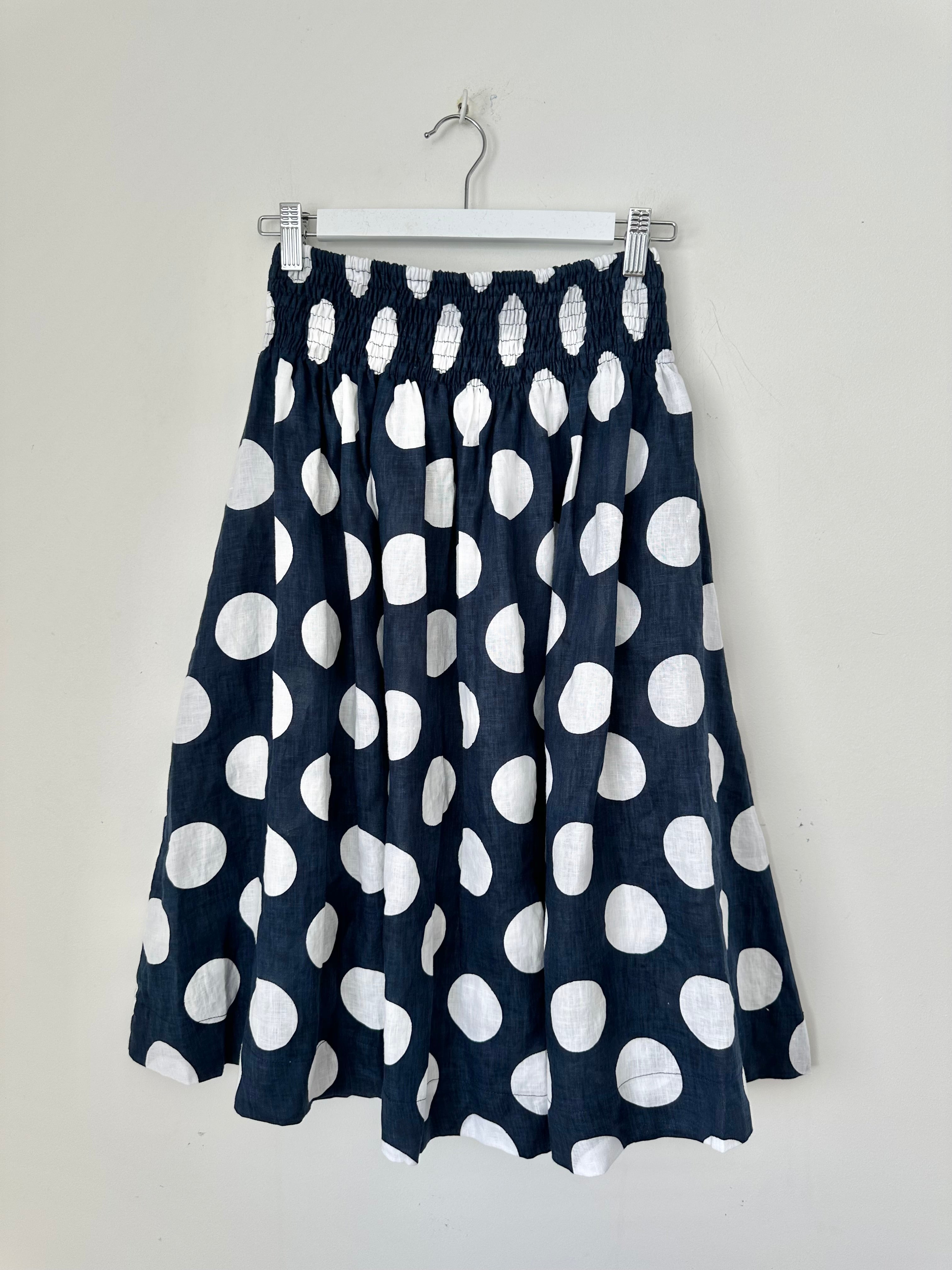 lola skirt - big navy spot linen