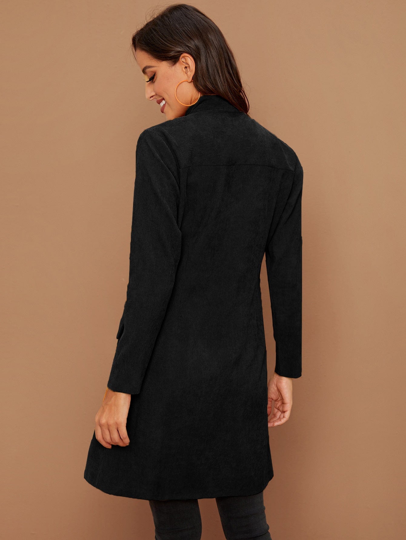 Double Breasted Fake Flap Pocket Corduroy Coat(Clearance Sale)