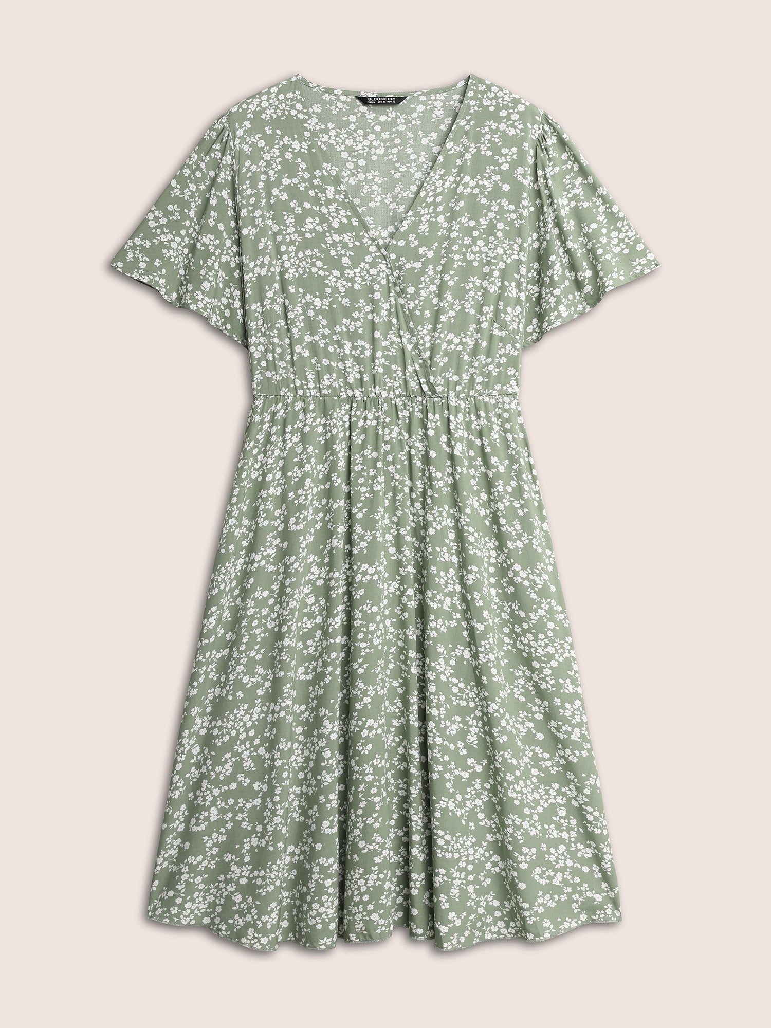 Bloom Dress - Ditsy Floral Elastic Waist Ruffles Pocket Knee Dress