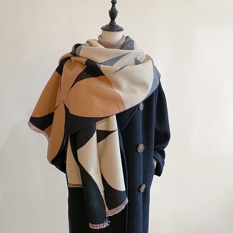 Women's Minimalist Classic Style Color Block Imitation Cashmere Printing Scarf