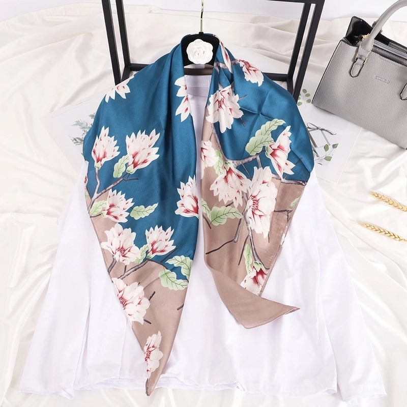 Women's Lady Flower Silk Satin Silk Scarf