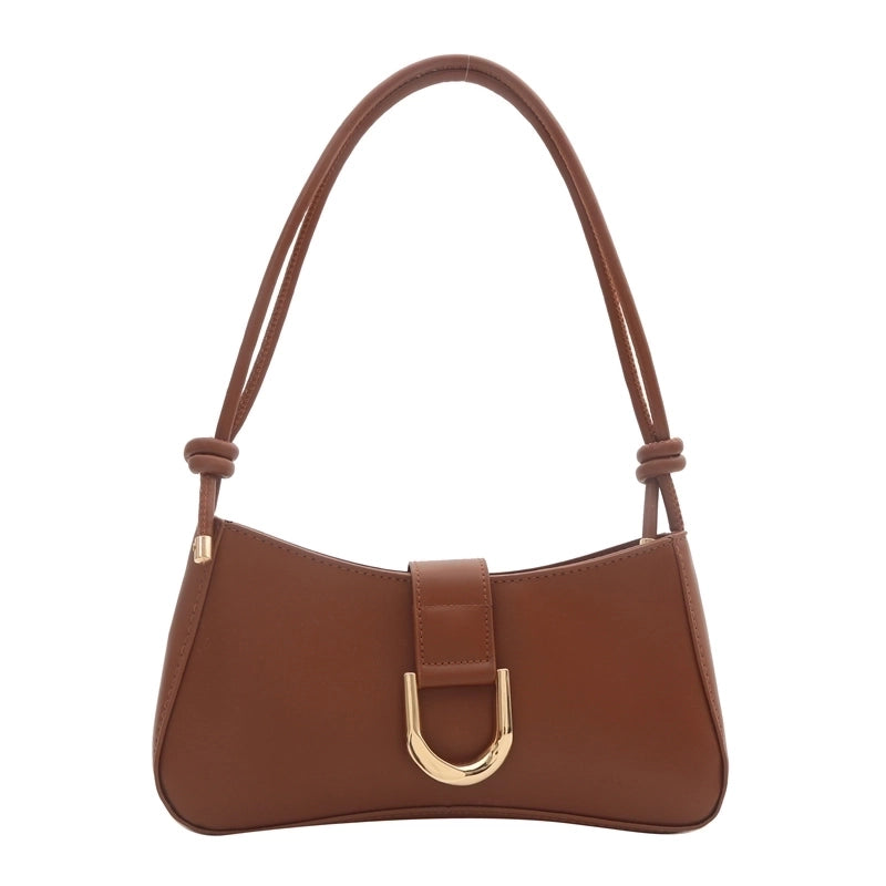 Women's Pu Leather Solid Color Classic Style Zipper Shoulder Bag