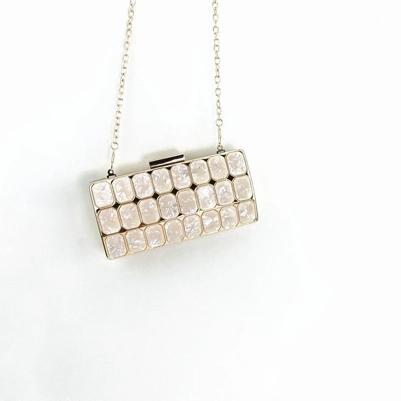Arylic Marble Square Clutch Evening Bag