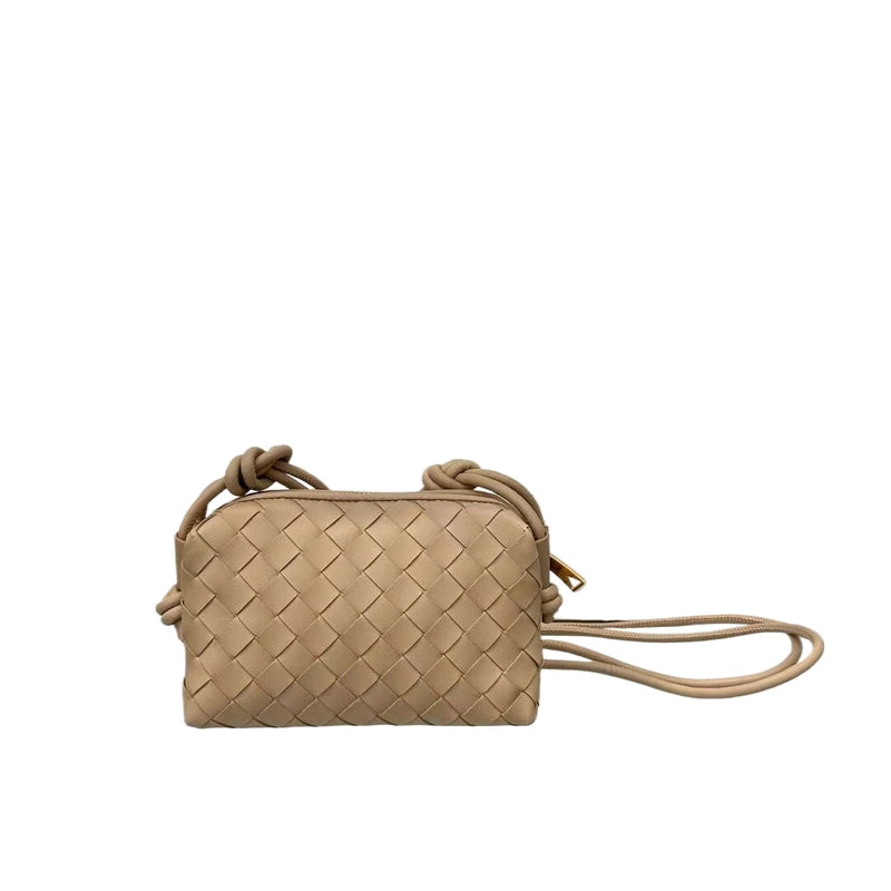 Women's Leather Solid Color Classic Style Weave Square Zipper Crossbody Bag