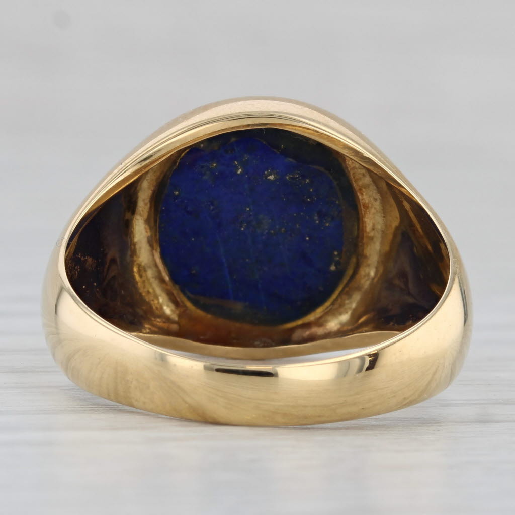 Lapis Lazuli Oval Blue Stone Ring 18k Yellow Gold Size 11.25
