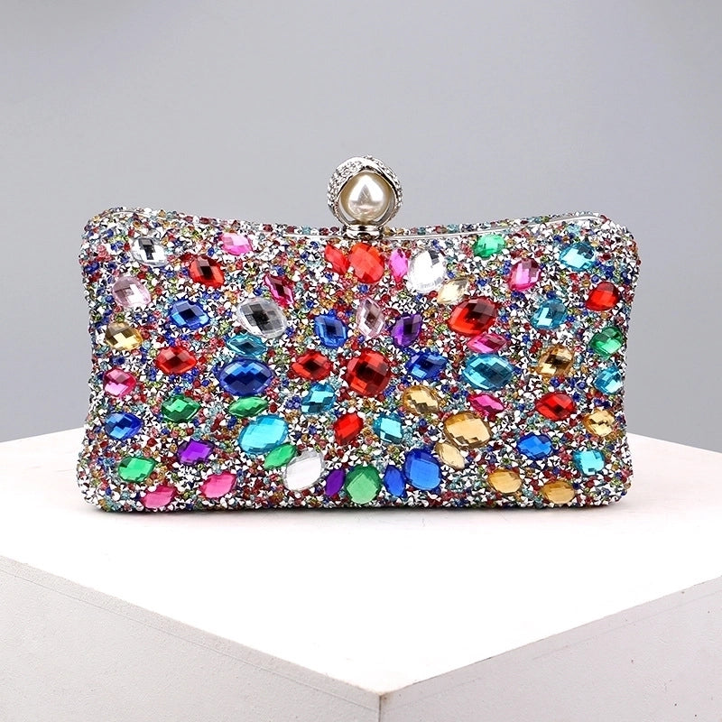 Green Blue Pink Pu Leather Polyester Flower Pillow Shape Evening Bags