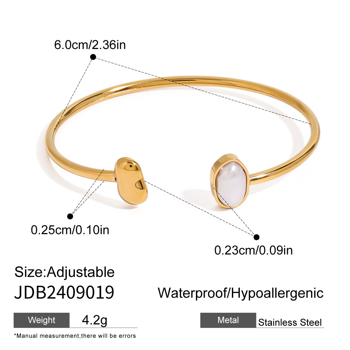 Stainless Steel Water Drop Open Bracelet Earrings Niche Bracelet Earrings Titanium Steel