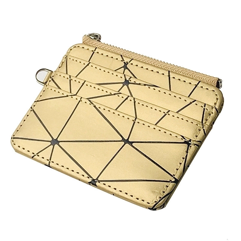 New Korean Fashion Coin Wallet Purse Checkered Coin Bag Zipper Wallet Multi-card Slot Short Card Bag