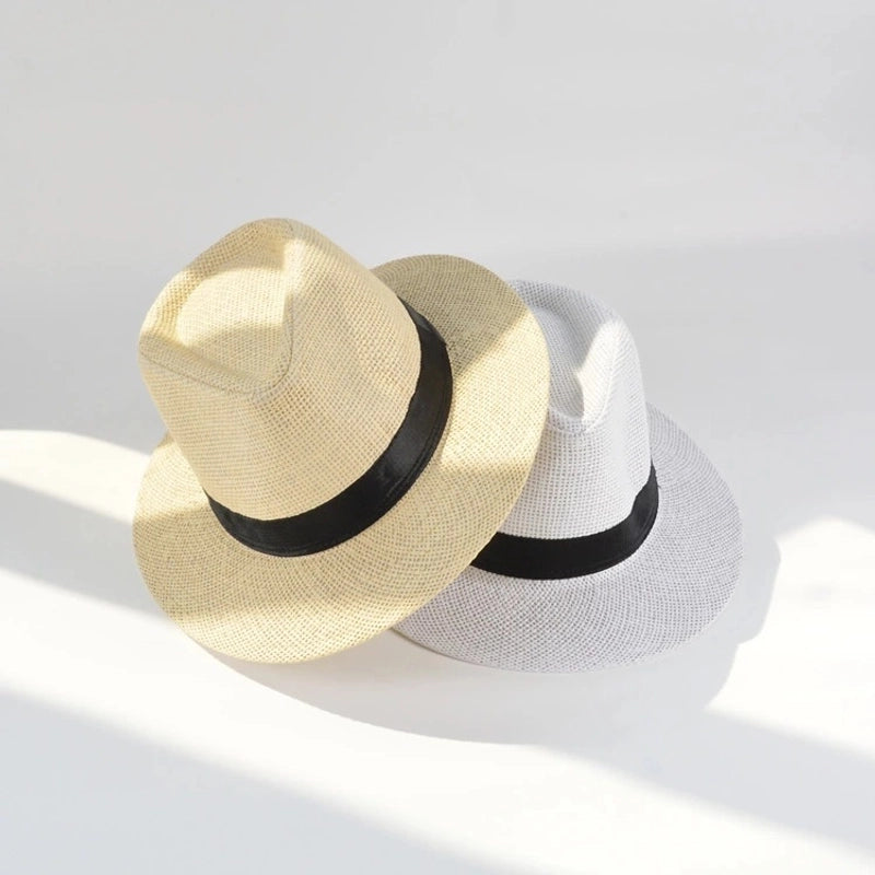 Paper Grass Large Flat Brim Top Hat For Middle-aged And Elderly Summer Sunscreen Sun Hat Panama Straw Hat Men's Outdoor Sun Hat
