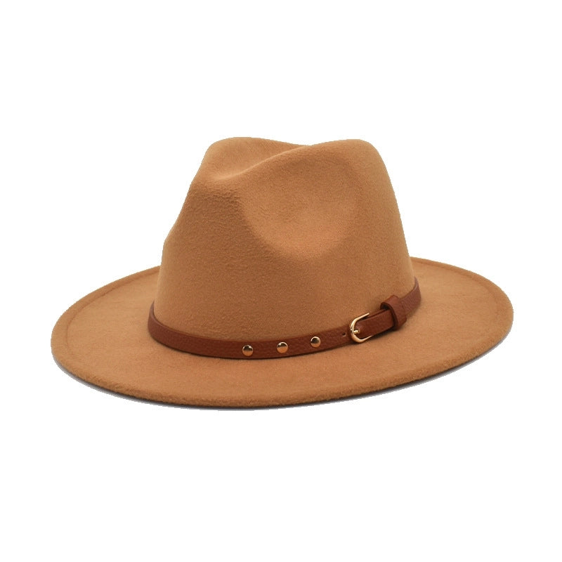 Autumn And Winter New Woolen Jazz Hat Women's Outdoor Travel Fedora Hat Men's Hat Top Hat