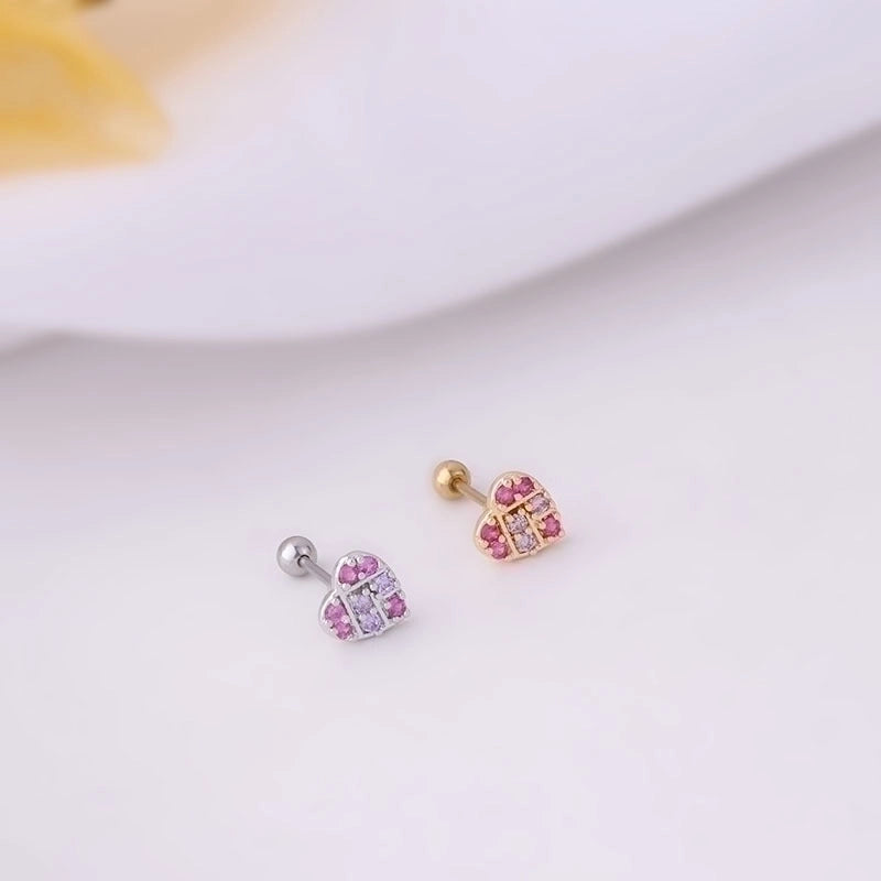 1 Pair Ear Cartilage Rings & Studs Sweet Geometric 316L Stainless Steel  Copper Zircon