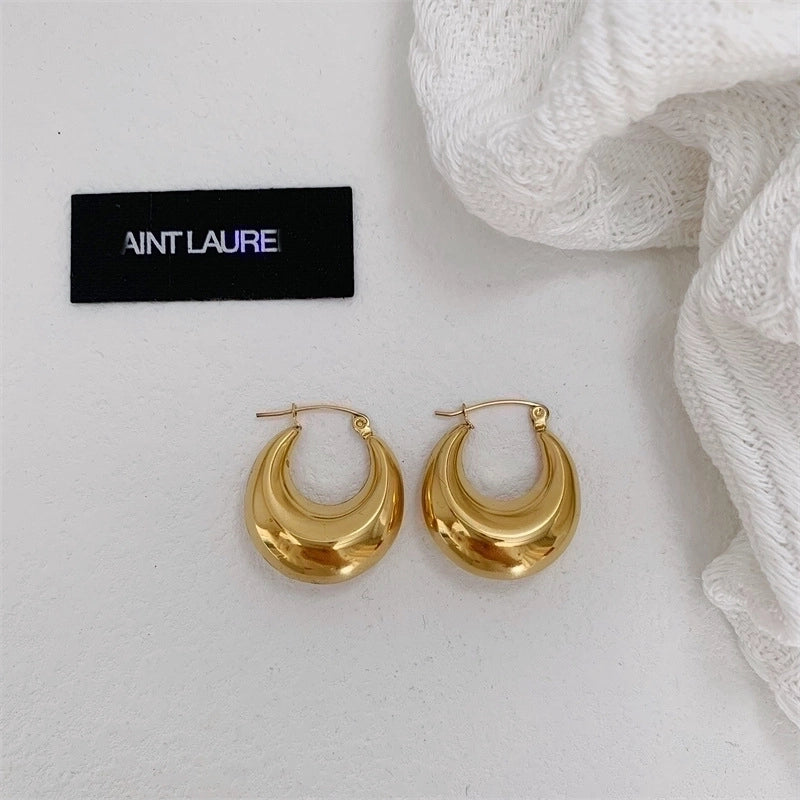 1 Pair Minimalist Solid Color Plating Stainless Steel Gold Plated Earrings