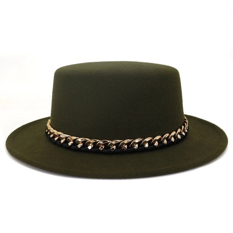 Retro Small Edge Flat Top Hat Fashion Style Autumn And Winter Woolen Hat