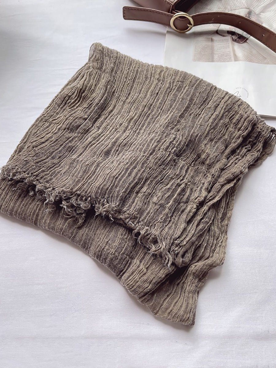 Vintage Pure Color Shirred Shawl Scarf