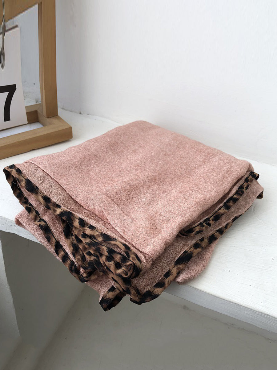 Women Vintage Pure Color Cotton Shawl Scarf