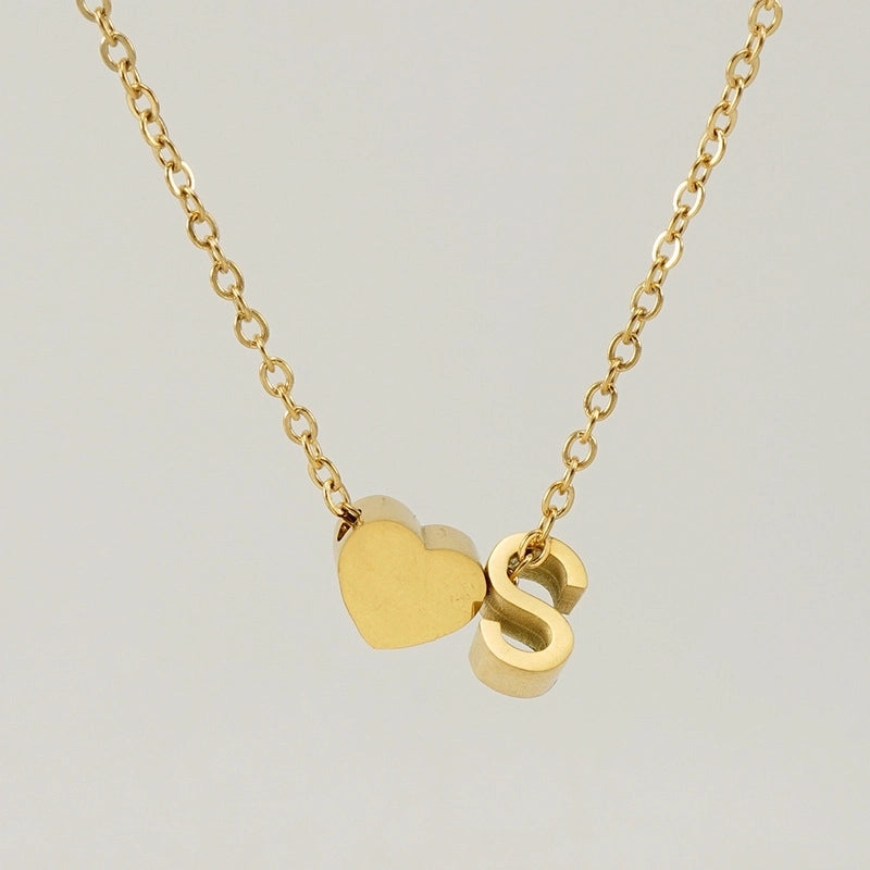 Fashion Letter Heart Shape 304 Stainless Steel 18K Gold Plated Gold Plated Stainless Steel Necklaces