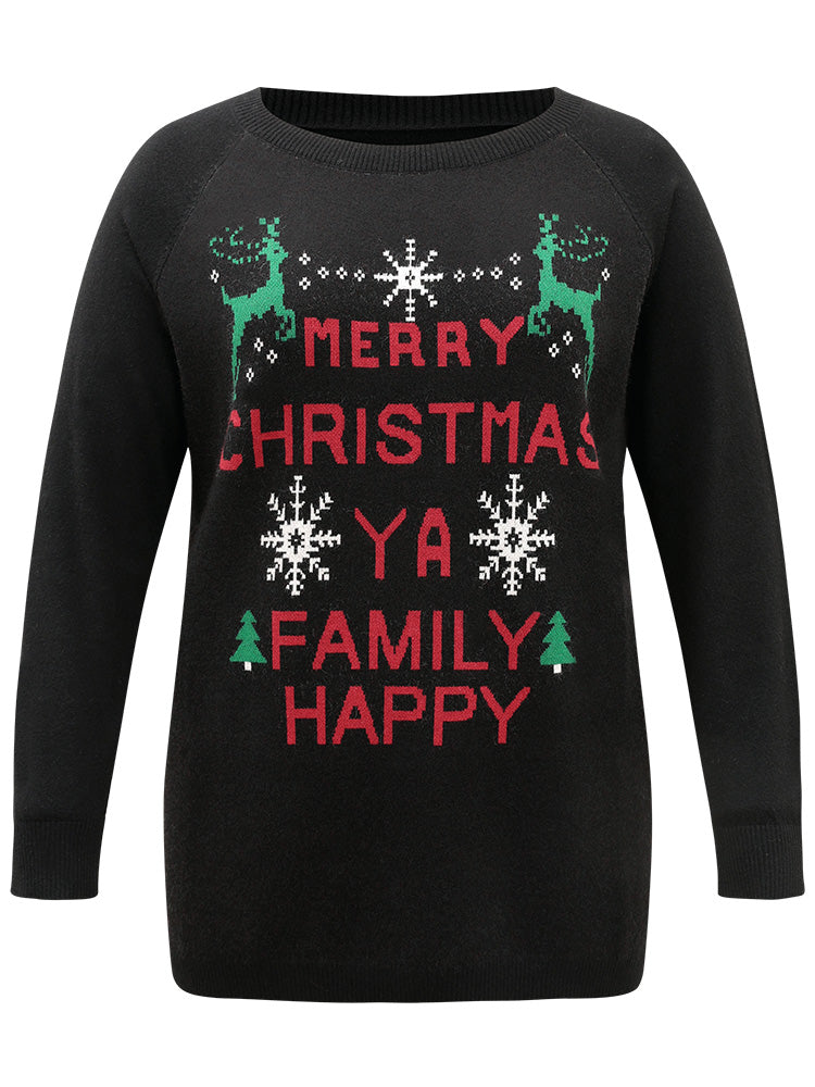Supersoft Essentials Christmas Elk Letter Crew Neck Pullover