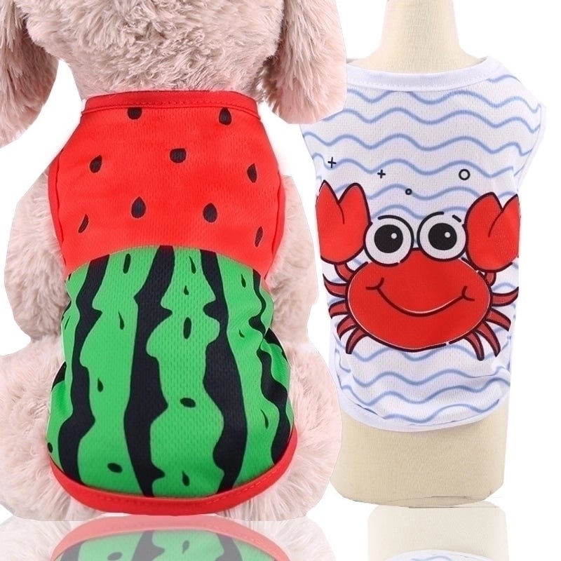 Cartoon Thin Fake Suspenders Vest Pet Dog Clothes 1 Pieces
