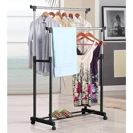 Steel Clothes Rack Double . Clothes Drying Rack Double Pole