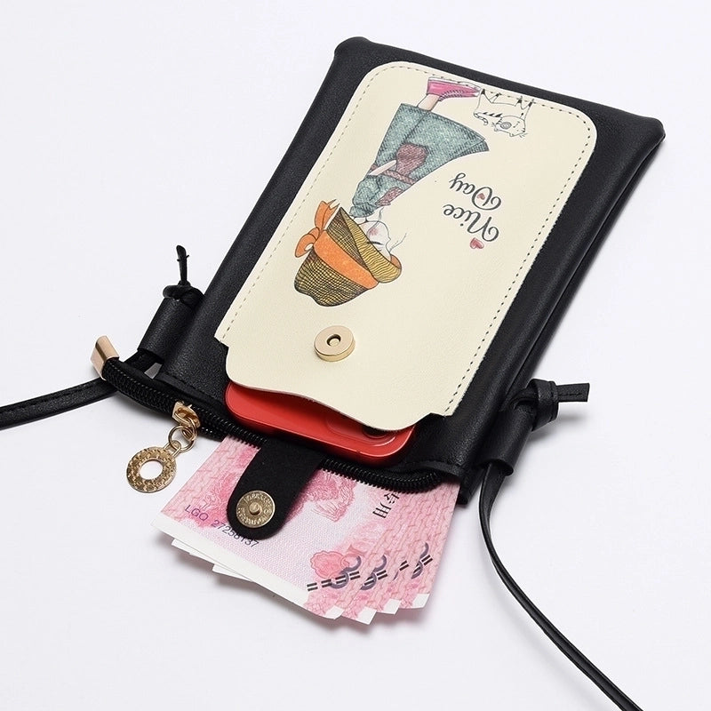 Women's Pu Leather Cartoon Cute Square Zipper Buckle Crossbody Bag