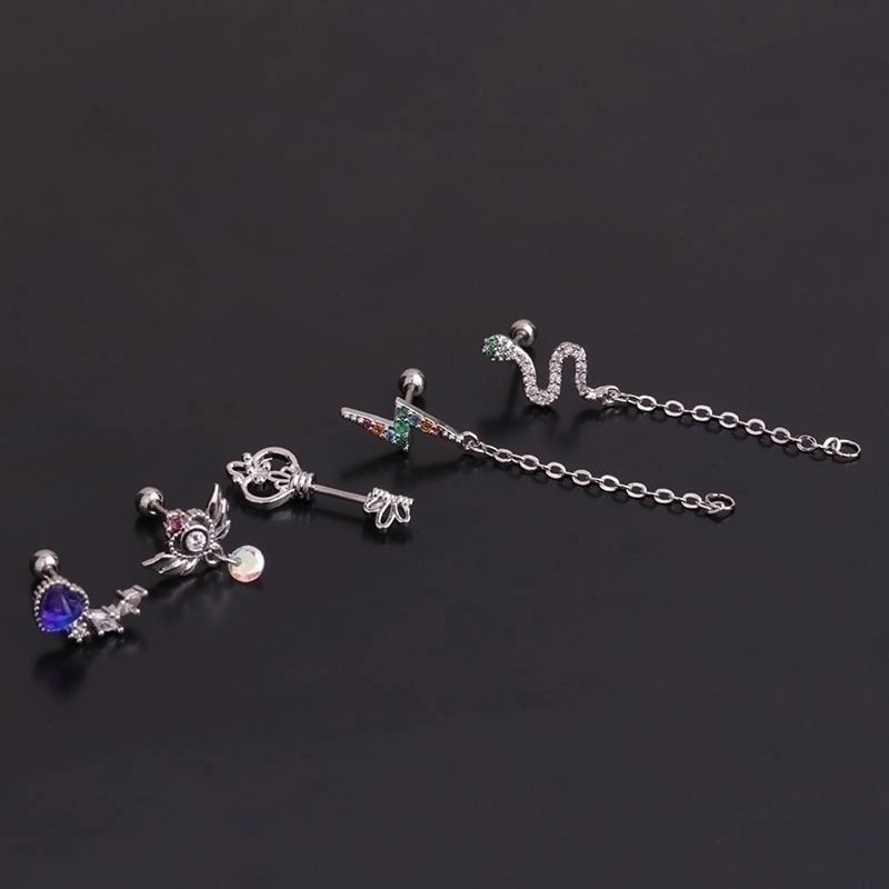 Ear Cartilage Rings & Studs Flower 316L Stainless Steel  Copper Inlaid Zircon