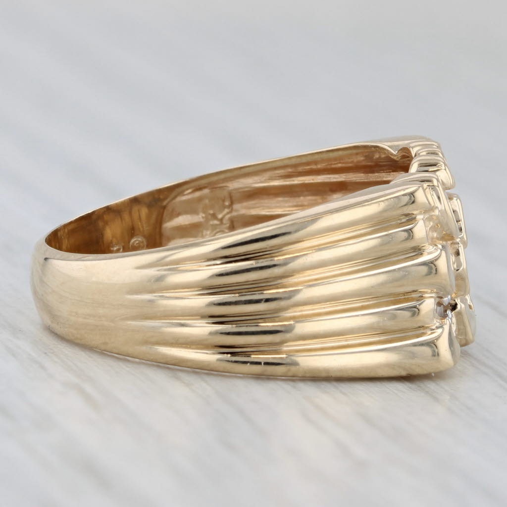 0.10ctw Diamond Nugget Ring 10k Yellow Gold Size 10.75 Men's