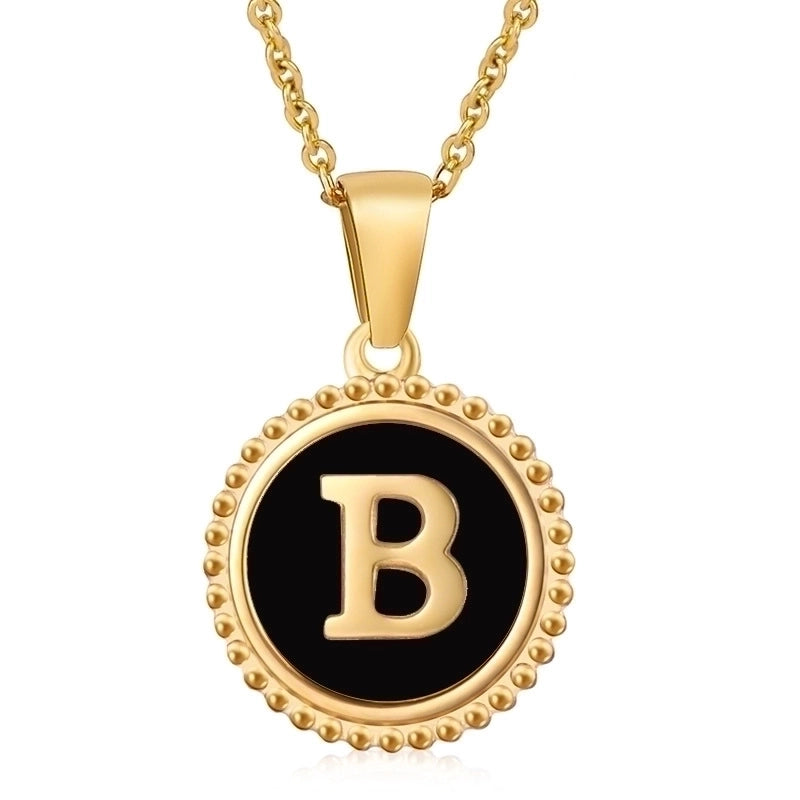 Fashion Round Letter 304 Stainless Steel 18K Gold Plated Enamel Gold Plated Pendant Necklace