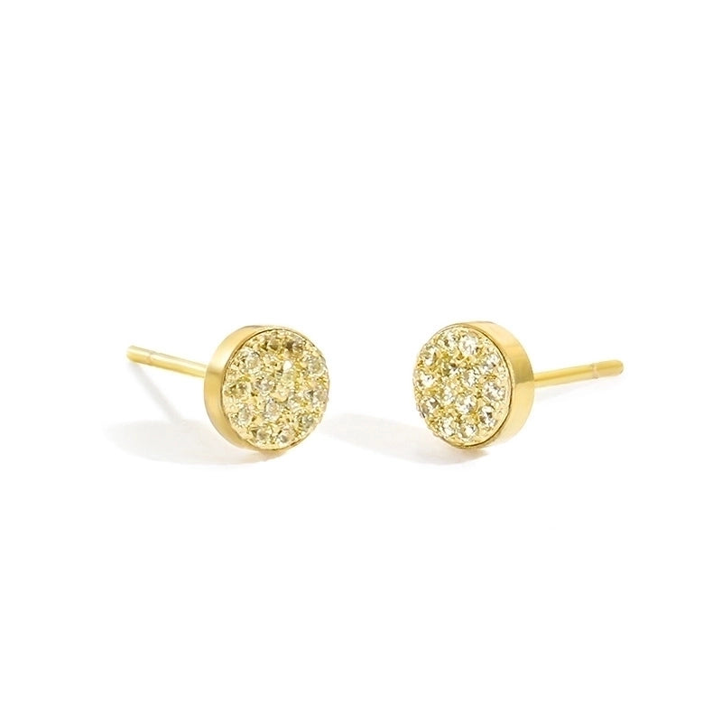 Minimalist Round Stainless Steel Inlay Artificial Diamond Ear Studs 1 Pair