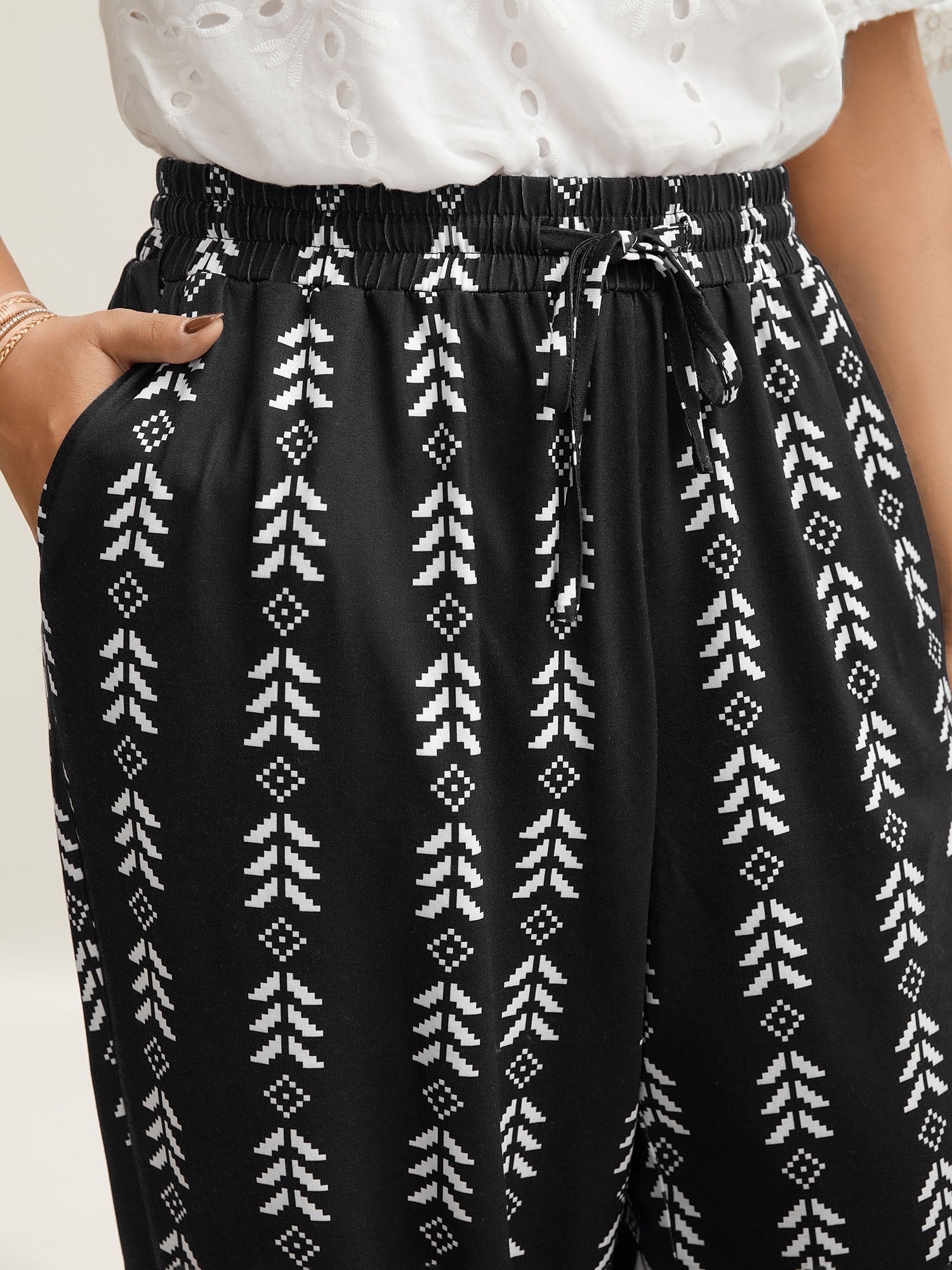 Boho Geometric Print Stretchy Waist Pants