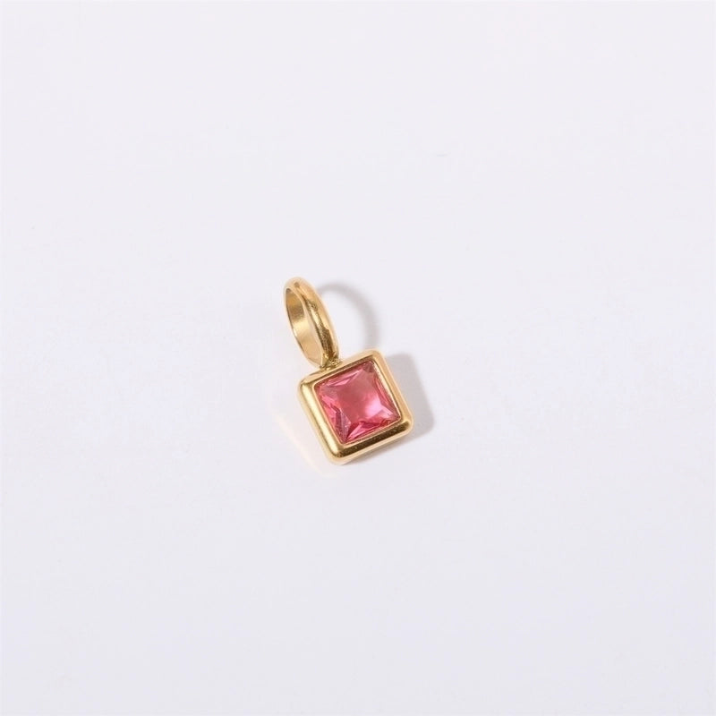 201 Stainless Steel 304 Stainless Steel Glass Minimalist Diamond Geometric Square Pendant Necklace