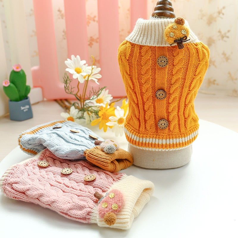 Twisted Button Dog Cat Sweater