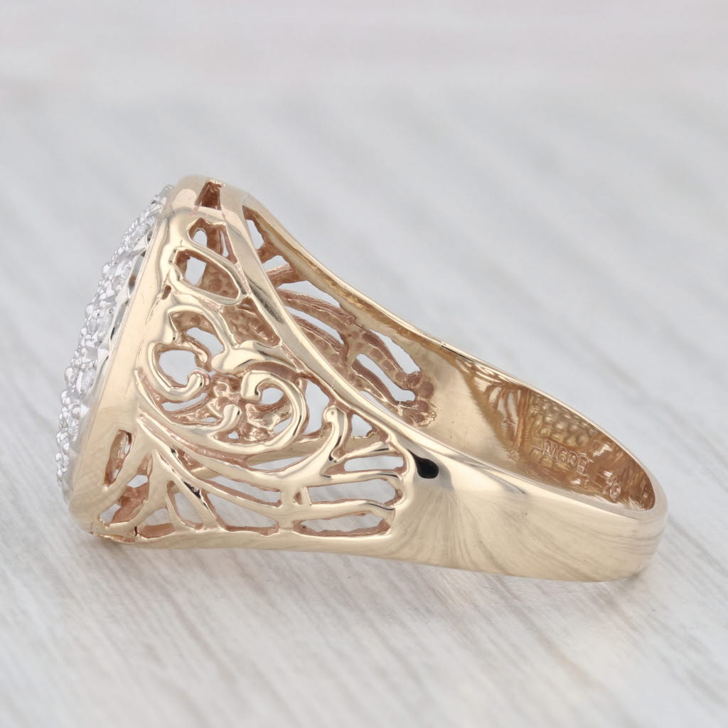 0.37ctw Diamond Cluster Ring 10k Yellow White Gold Openwork Size 12.5 Men's