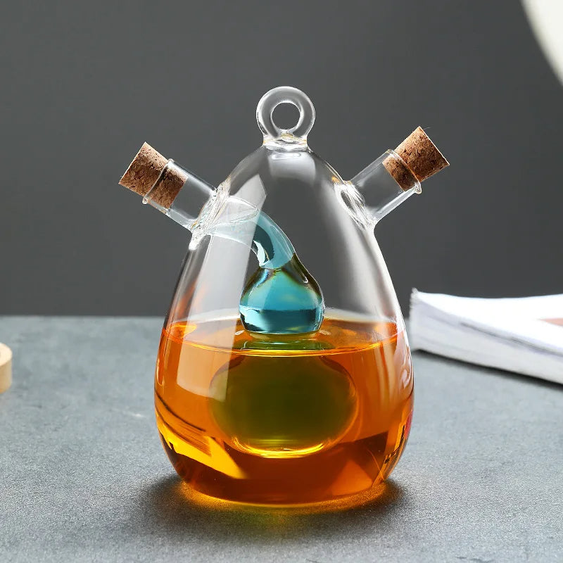 2-IN-1 GLASS OIL POT DOUBLE SOY SAUCE & SEASONING BOTTLE VINEGAR STORAGE