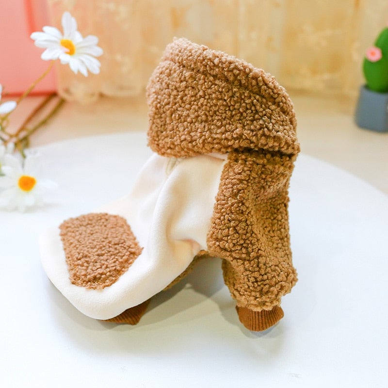 Contrast Color Fleece Dog Hooded Coat