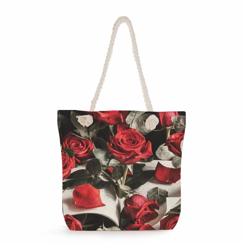 Women's Cotton And Linen Heart Shape Classic Style Square Zipper Tote Bag
